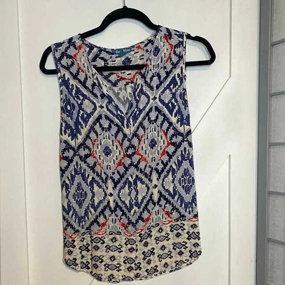 💚 Fleur Bleue | Blue Patterned boho top - size small - Picture 1 of 2